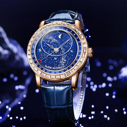 Olevs | Unieke Horloge Automatisch Sterren Rotatie