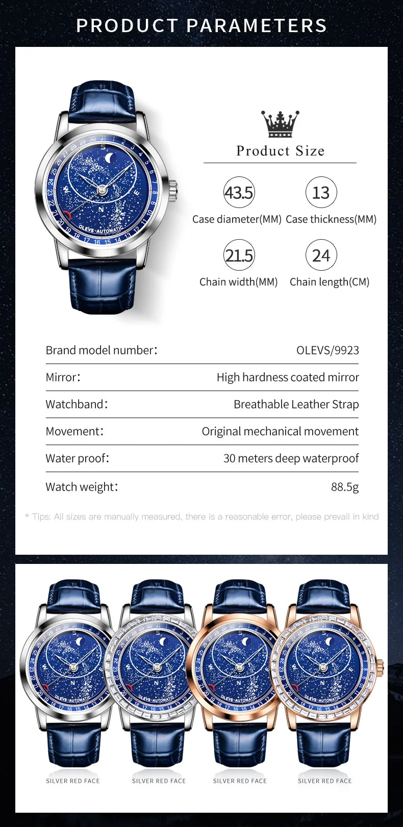 Olevs | Unieke Horloge Automatisch Sterren Rotatie